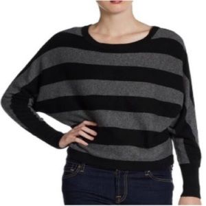 BCBGMAXARIA Lambswool Batwing Sweater | Black and Gray | Size S